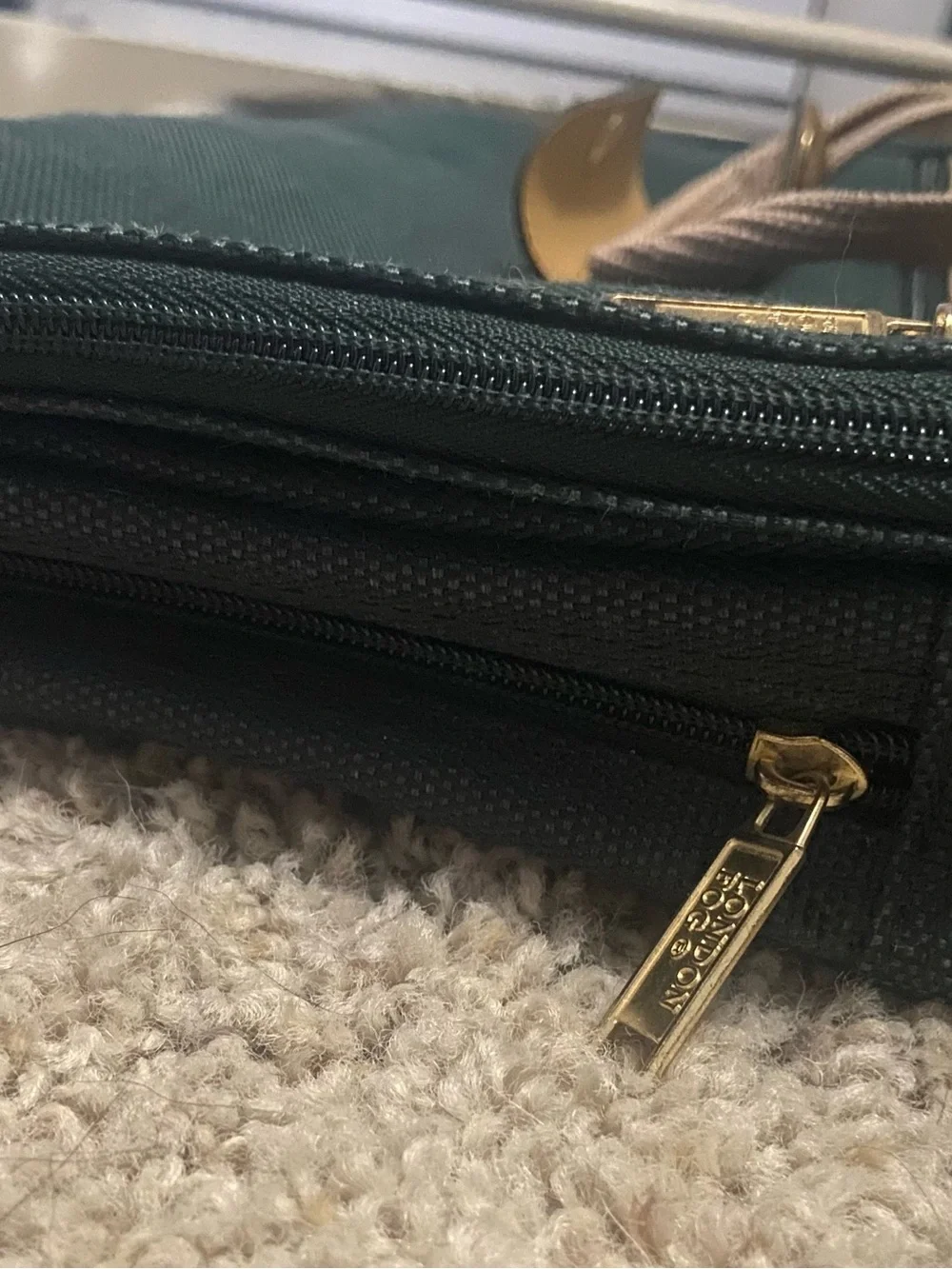 London Fog Black Laptop Bag with Tan Handles